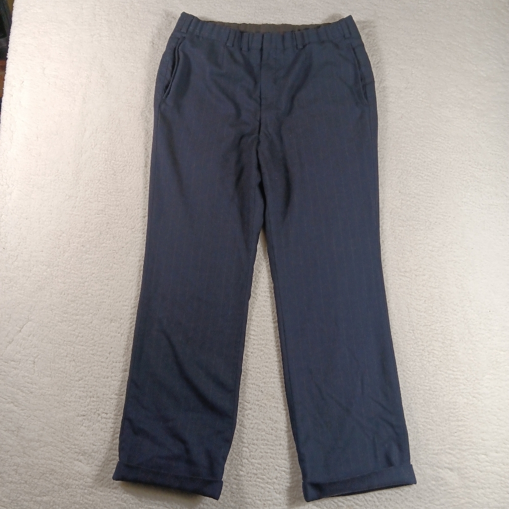 Vintage Oxxford Clothes Pants Mens 35 (33x30) Blue Wool Striped Cuffed Talon